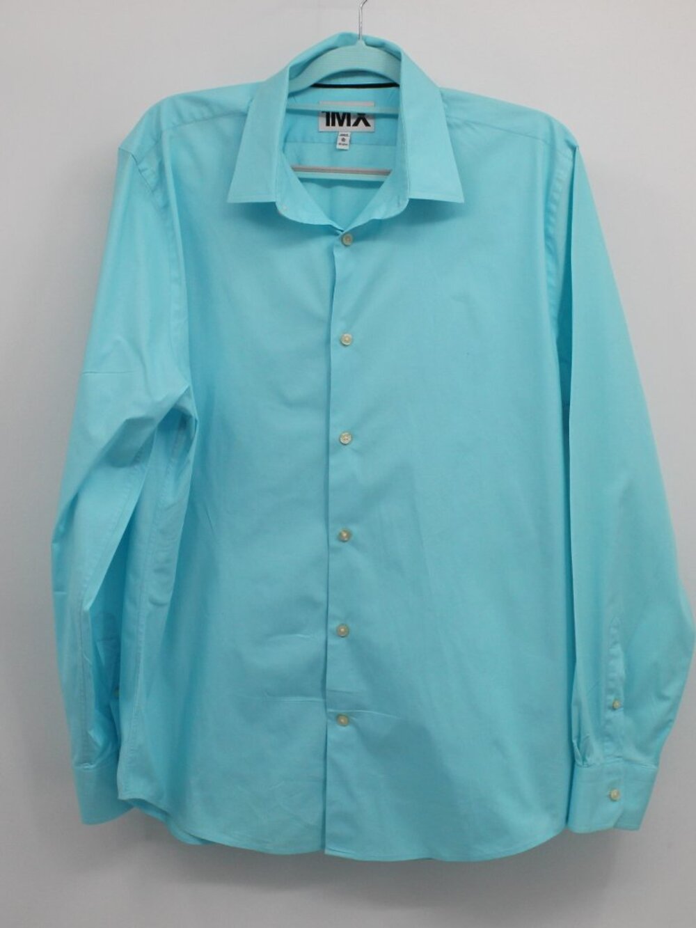 EXPRES 1MX Mens Button‎ Up Dress Shirt Cyan Sz XL EXTRA SLIM FIT 17-17 1/2 NWOT